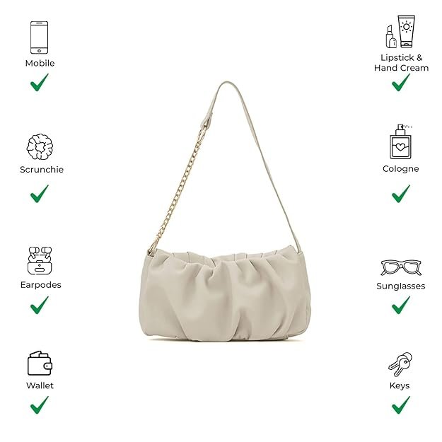 Miraggio Irene Soft Gathered Women's Shoulder Handbag | Small Hand Bags For Women | Stylish Shoulder Purse For Ladies - Image 6