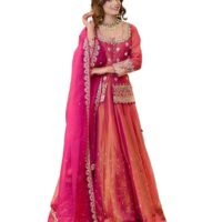 piludi Women's Embroidered Sharara Suit Set | Chanderi Silk Kurta with Dupatta | Wedding & Festive | Ready to Wear Indian Ethnic Outfit