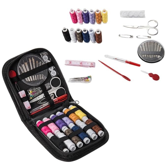 Portable Sewing Kit, Fapiwen Home Sewing Kit, DIY Sewing Supplies for Adults and Kids, Sewing Supplies and Accessories Contains 12 Spools of Thread of 100m, Sewing Needles and Tape Measure Etc