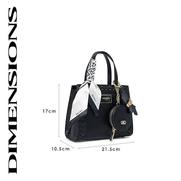 Akiki London Women's Brackley 21 Box Handbag|comes with a Pouch, Scar and Dog Charm|Ladies Small Handbag for Party or Casual Occasion|Textured Finish|Gift for Women - Image 4