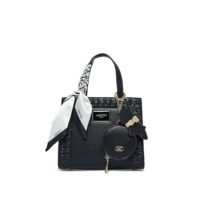 Akiki London Women's Brackley 21 Box Handbag|comes with a Pouch, Scar and Dog Charm|Ladies Small Handbag for Party or Casual Occasion|Textured Finish|Gift for Women