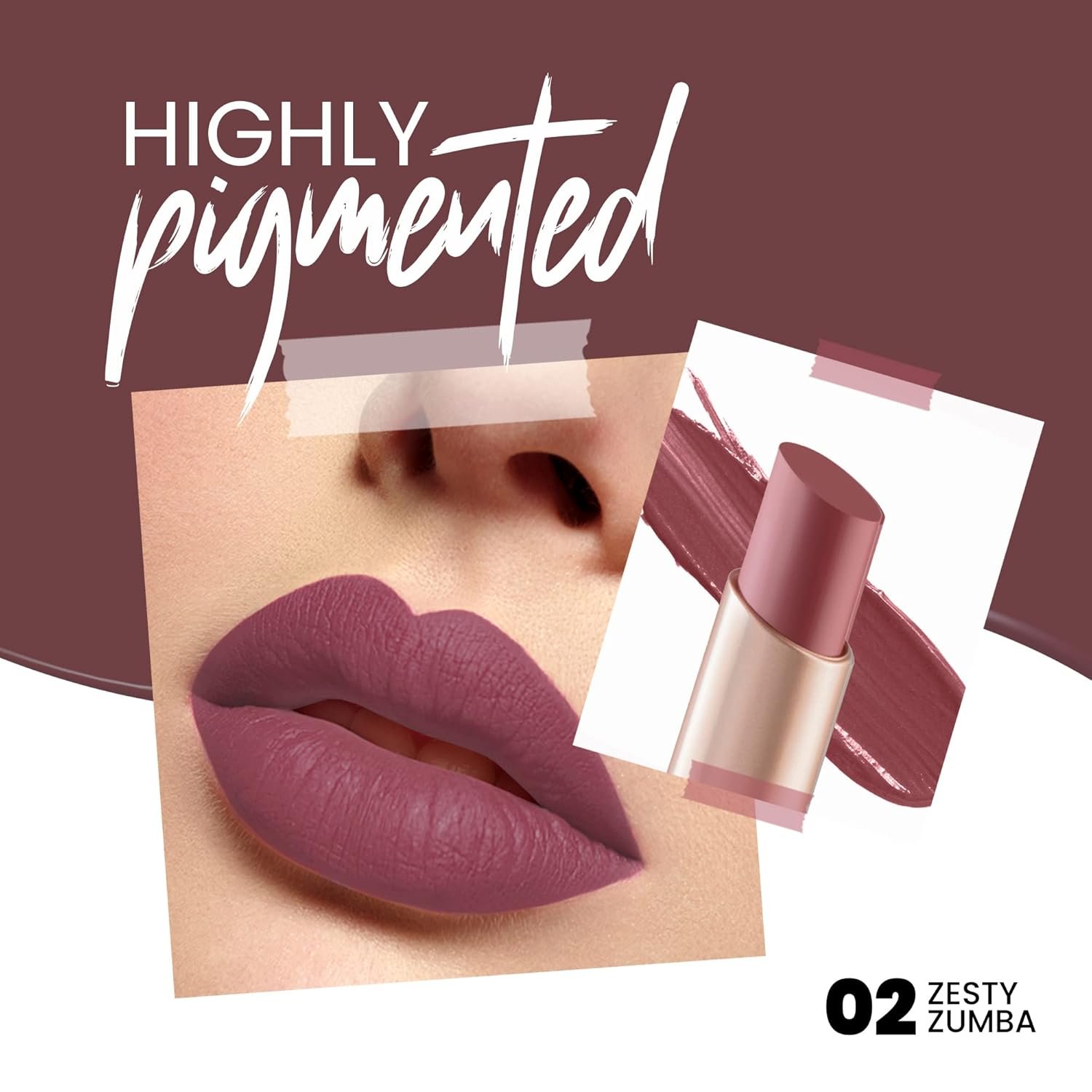 MARS Creamy Matte Long Lasting Lipstick for Women | Creamy Lipstick | Single Swipe Application | Smooth & Light Weight (3.2 gm) (02-Zesty Zumba) - Image 3