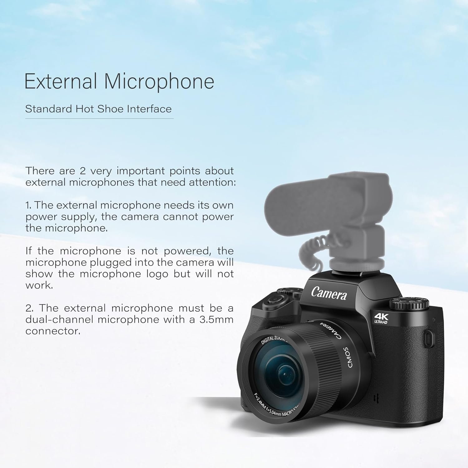 Saneen 4K 64MP digital camera with WiFi touchscreen, flash, front cameras and 32GB memory card