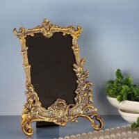 LABHCART Vintage Baroque Style Tabletop Rectangular Photo Frame, Gold Decorative Table Frame, 21 x 16 cm