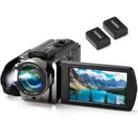 Kimire Full HD 1080P digital video camera camcorder with 24MP resolution, 16X digital zoom and 270-degree rotating LCD