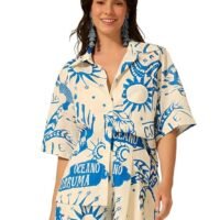GRECIILOOKS Co-ord Set for Women Stylish | Women Co-Ord Pajama Set | Stylish Night Dress & Beach Outfit | 2 Piece Printed Shirt & Shorts Loungewear | Comfortable Pajama Sets for Womens