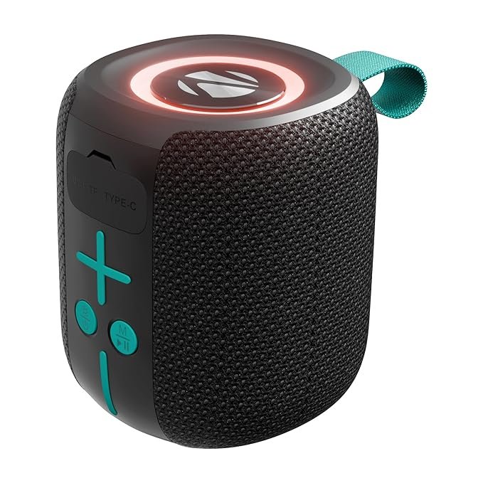 Zebronics Sonic Pod 15 portable Bluetooth speaker with RGB lights, 5W RMS sound, Type-C charging and splash-proof design