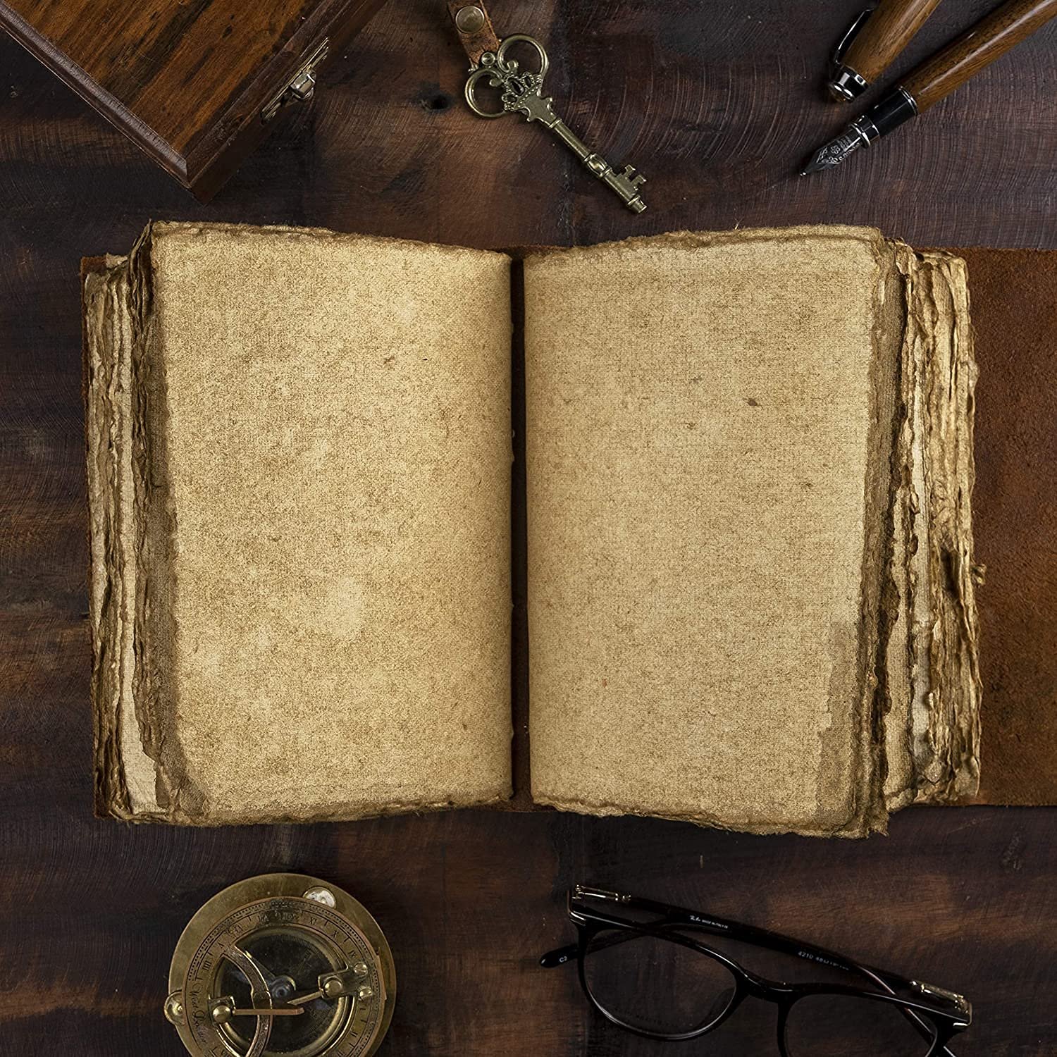 Leather Diary Writing Notebook Unique Handmade Embossed Travel Diary (Deckle Edge Paper Diary), 200 Pages - Image 8
