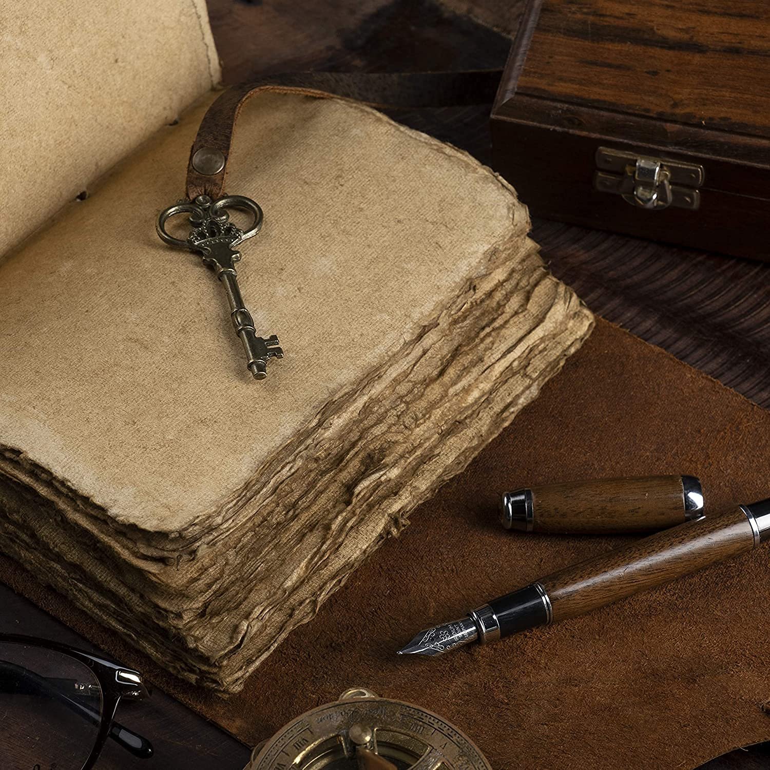 Leather Diary Writing Notebook Unique Handmade Embossed Travel Diary (Deckle Edge Paper Diary), 200 Pages - Image 6